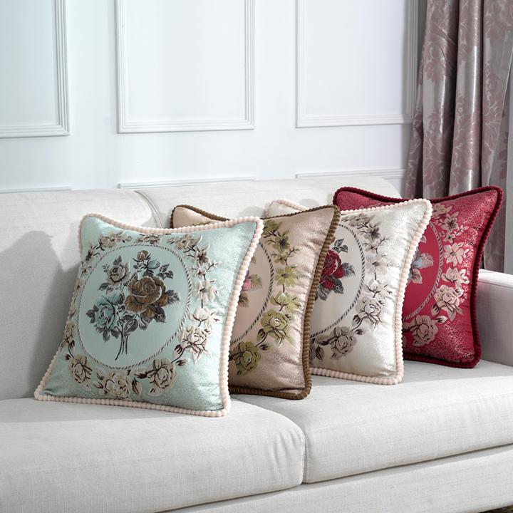 诗本沙发靠背垫欧式高档大号靠垫正方形垫腰靠枕绣花枕靠可拆腰枕