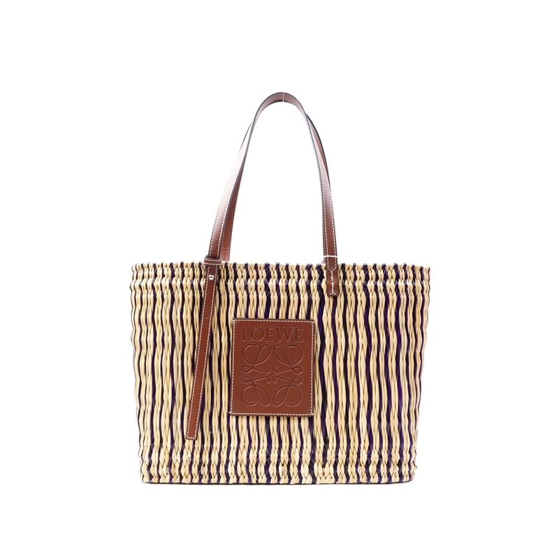 95新 LOEWE/罗意威 拼色草编菜篮子托特包T_ZY0000369180