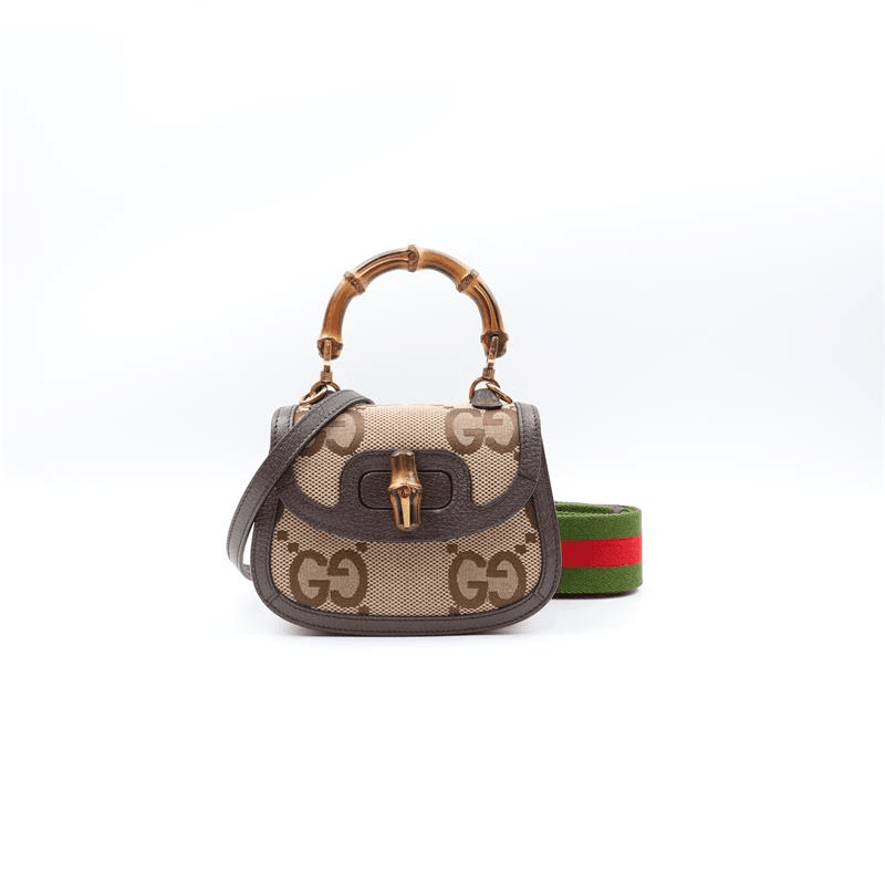 95新 GUCCI/古驰 系列 棕色竹节手提单肩包/T_ZY0000363665