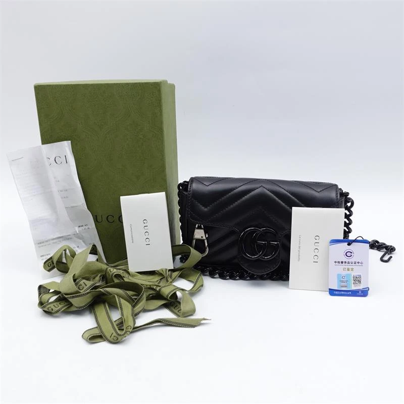 95新 GUCCI/古驰 黑色V纹马蒙mini/T_ZY0000279272