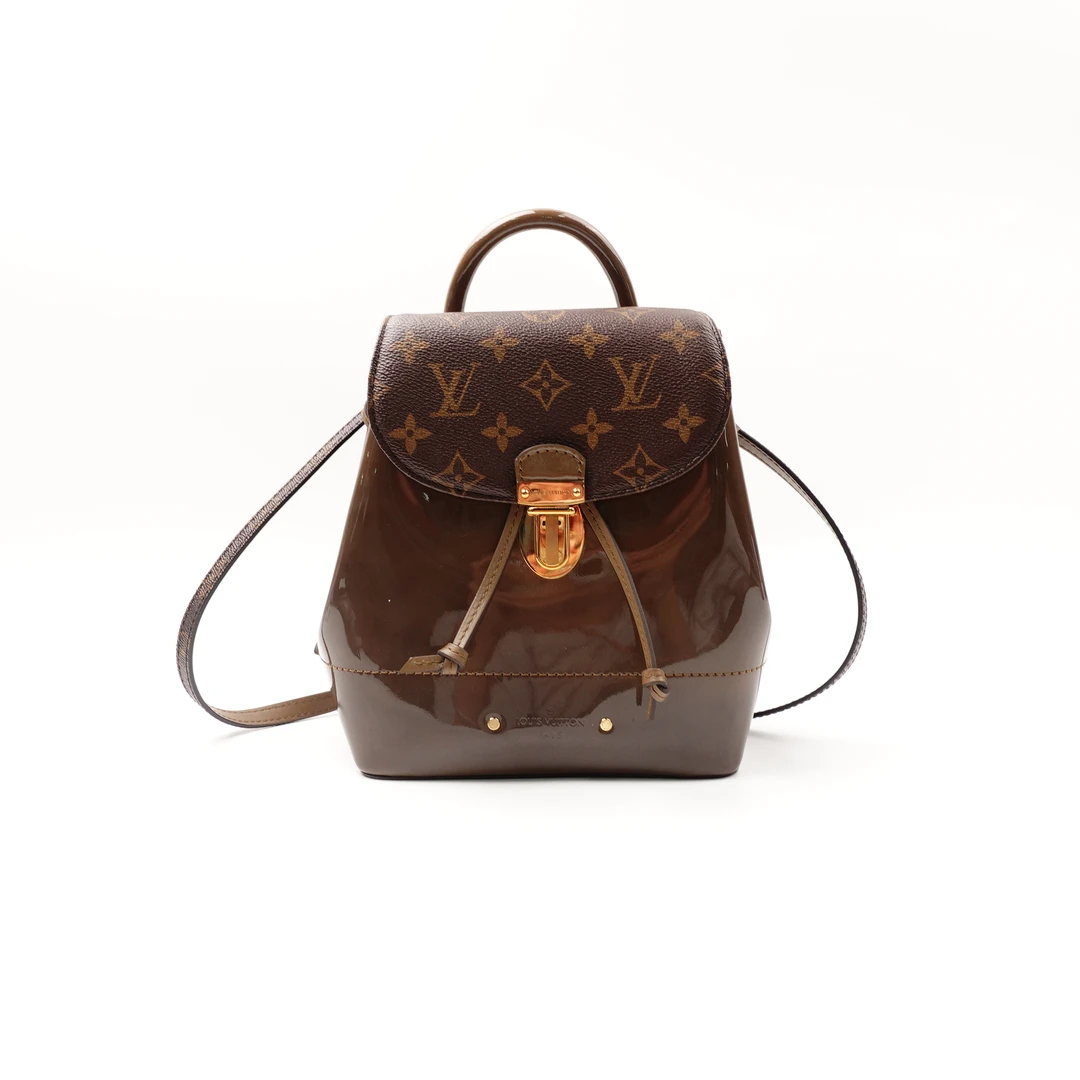 95新 LouisVuitton/路易威登 绿色拼老花漆皮双肩包 CLKJMSS00087