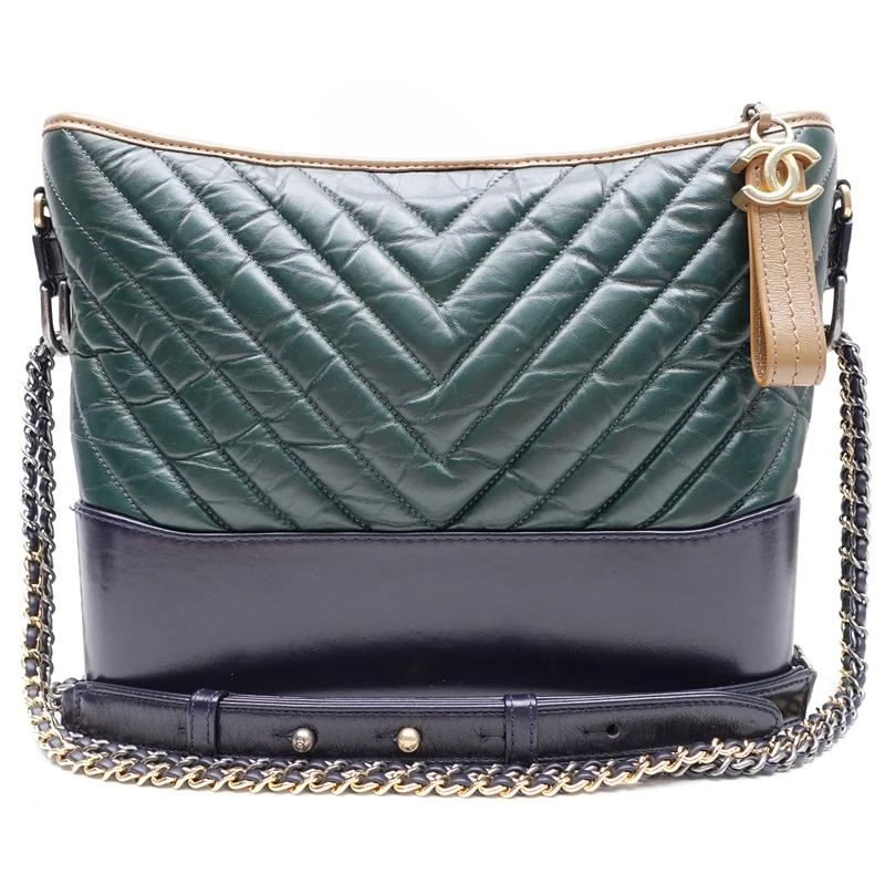 95新 Chanel/香奈儿 绿拼蓝拼棕Gabrielle流浪包/T_ZY0000281187