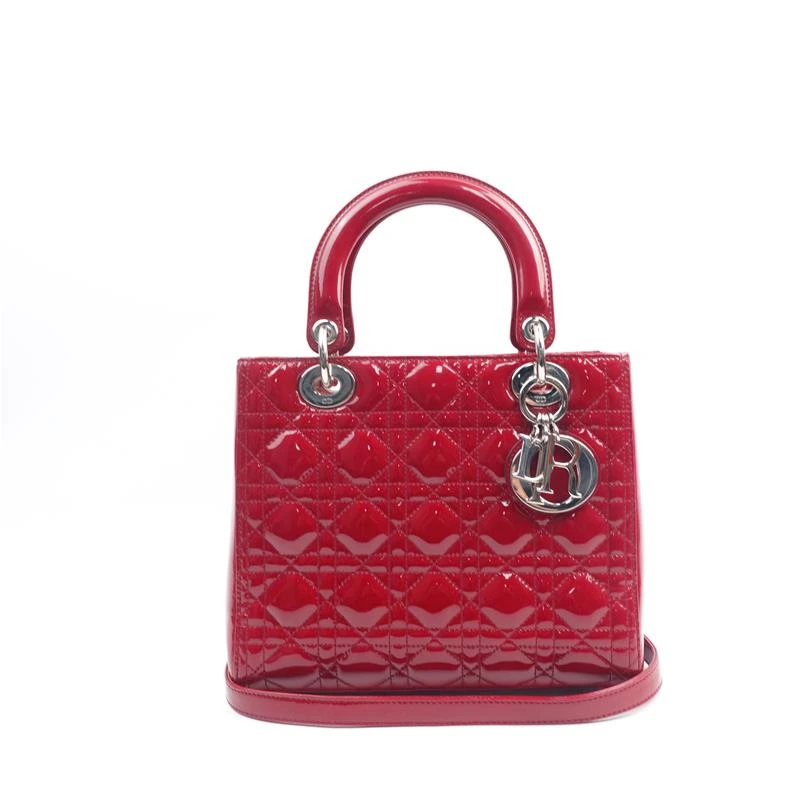 95新 DIOR/迪奥 迪奥 Lady 五格 红色 漆皮 斜挎包T_ZY0000298657