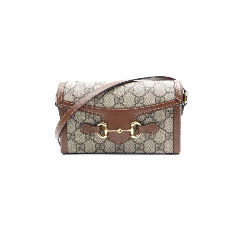 99新 GUCCI/古驰 1955 老花拼棕色相机包/T_ZY0000343654