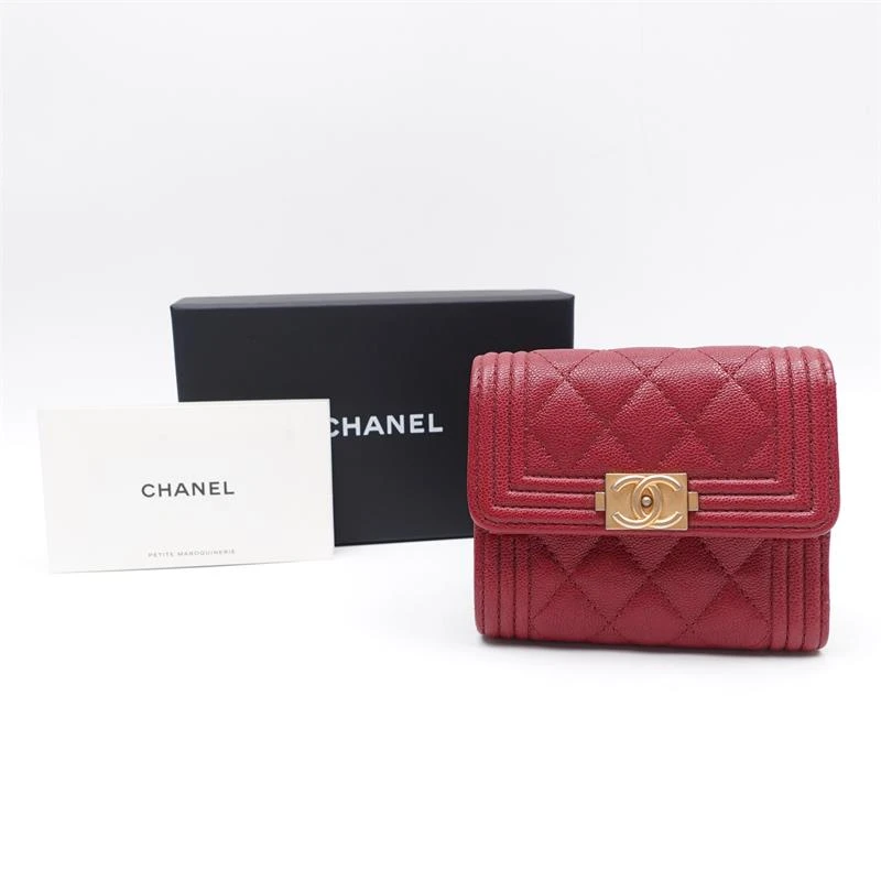 95新 Chanel/香奈儿 Leboy 短款 红金 钱包/T_ZY0000307585