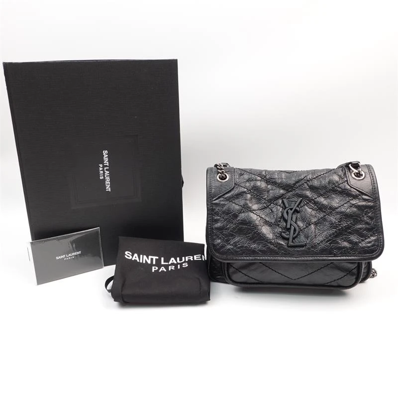 99新 YSL/圣罗兰 圣罗兰 Niki 黑色油蜡皮单肩包T_ZY0000322665
