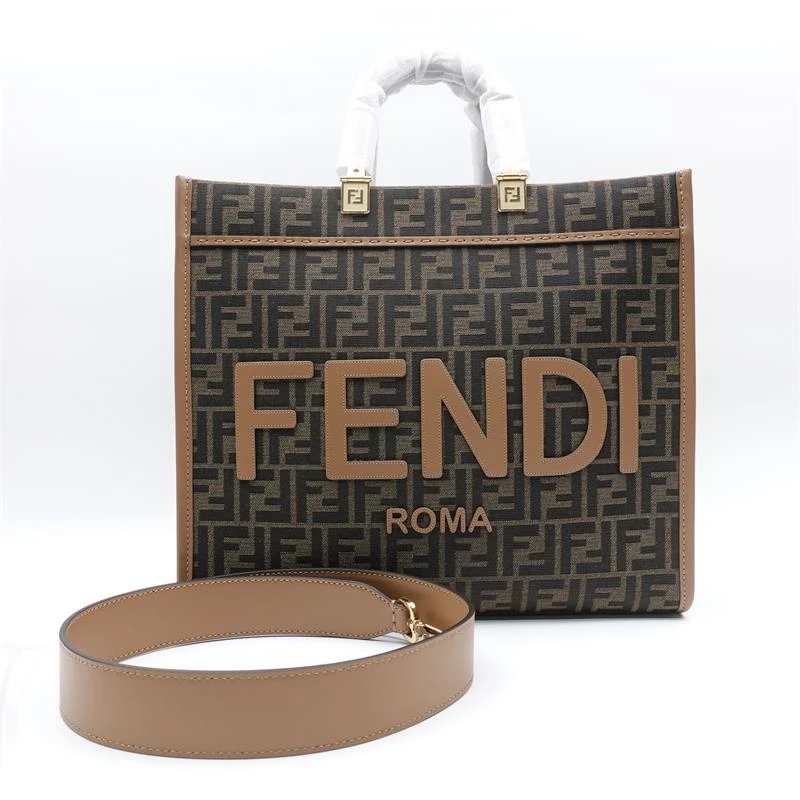 全新未使用 FENDI/芬迪 棕色双F老花手提单肩包/H_ZY0000382164