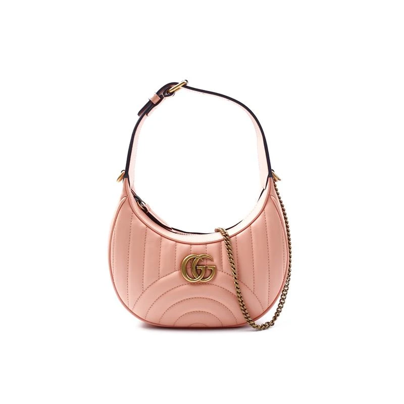 99新 GUCCI/古驰 桃粉色手提链条包/T_ZY0000391268