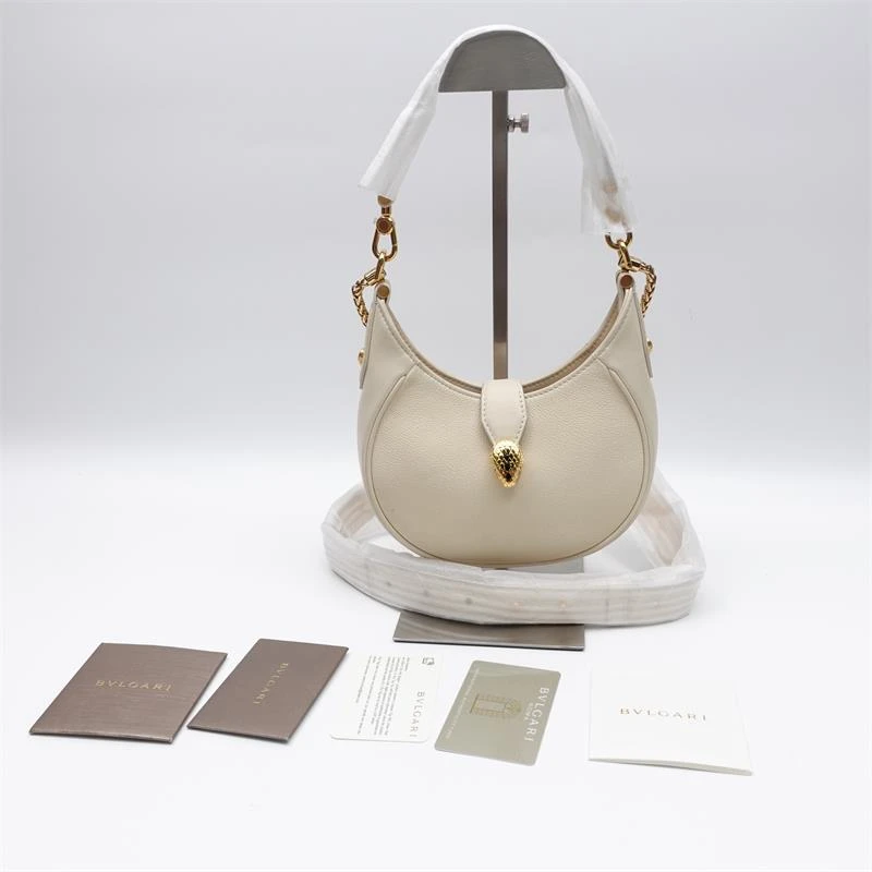 95新 BVLGARI/宝格丽 米白色蛇头单肩包T_ZY0000373460