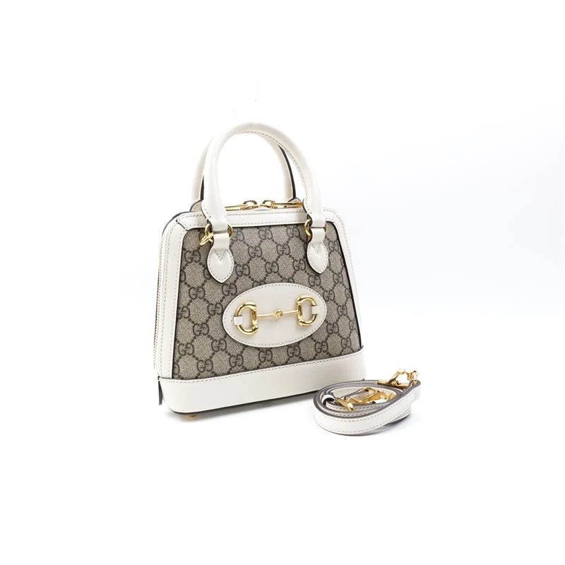 99新 GUCCI/古驰 古驰 老花拼白色手提单肩包T_ZY0000355536
