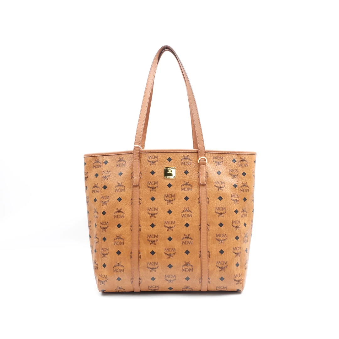 95新 MCM 干邑色中号菜篮子手提包/WKJMWXN00229