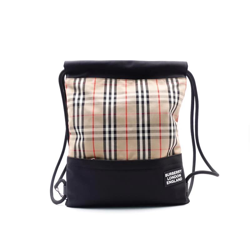 95新 BURBERRY/博柏利 巴宝莉经典格拼黑双肩包T_ZY0000394994