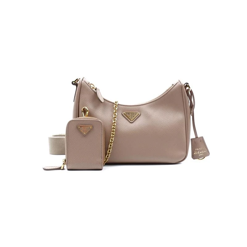 99新 Prada/普拉达 三合一奶茶色单肩包T_ZY0000404160