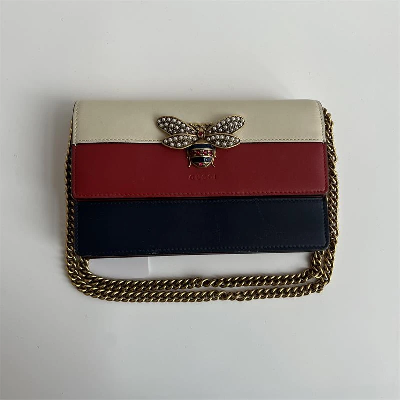 95新 GUCCI/古驰 小蜜蜂常规 红蓝白拼色 单肩包H_ZY0000204674