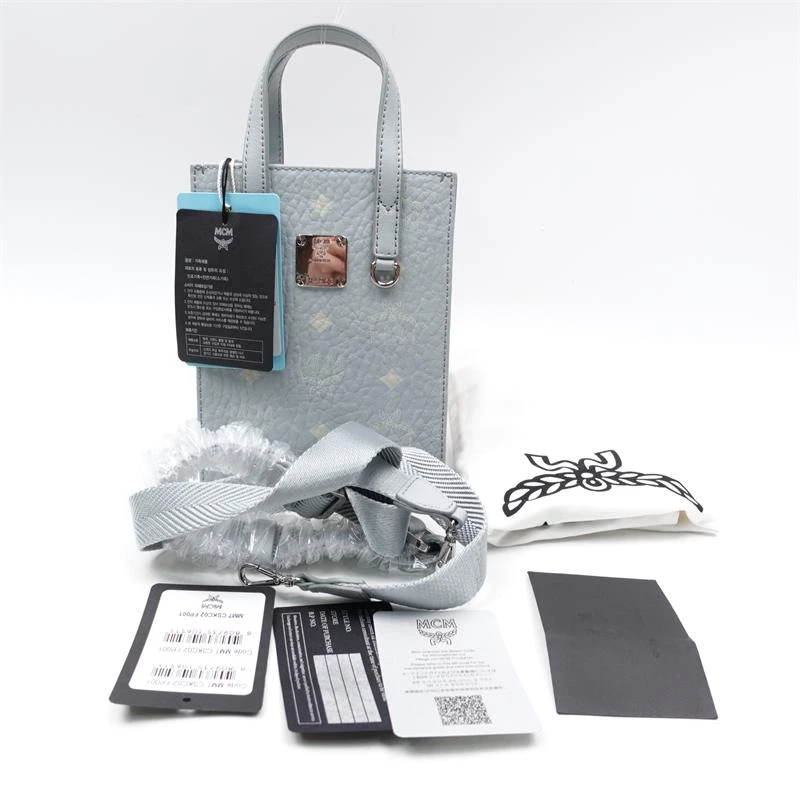 99新 MCM 蓝灰色拼黄老花单肩包/T_ZY0000288635