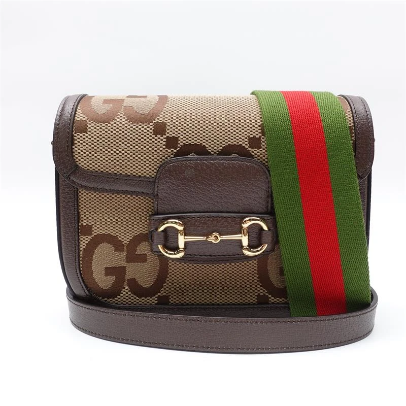 99新 GUCCI/古驰 棕色老花大LOGO邮差包/T_ZY0000372787