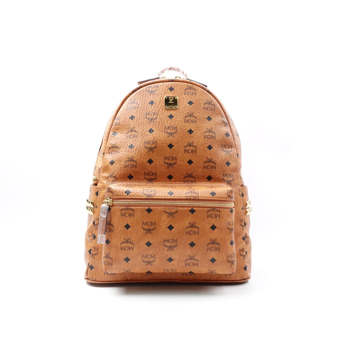 全新未使用 MCM MCM中号干邑色双肩包/CLKJMJY00509