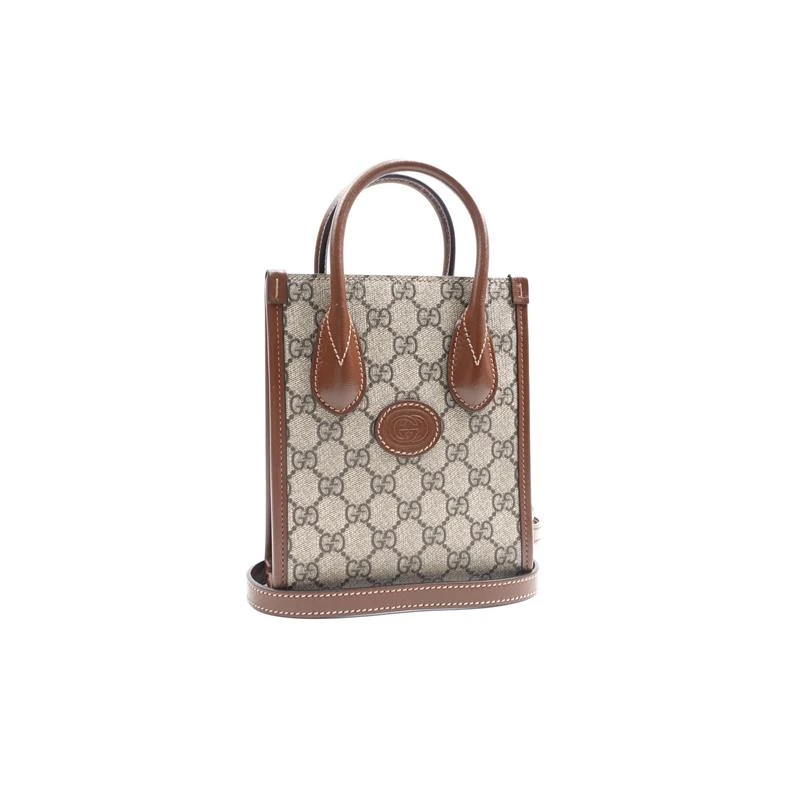 99新 GUCCI/古驰 Tote  老花拼棕单肩包/T_ZY0000355251