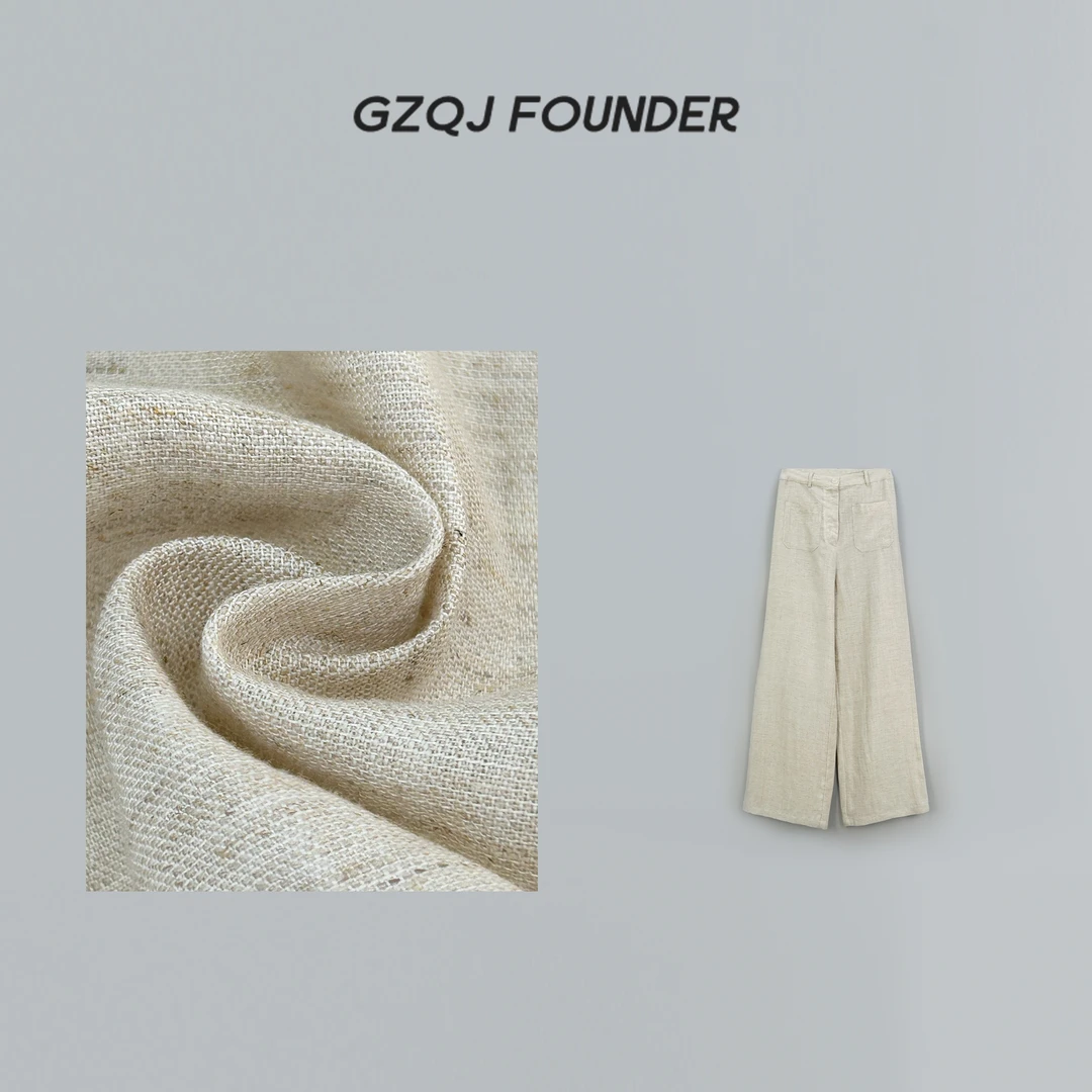 老琴私服【显瘦天花板】天丝亚麻时尚宽松高腰直筒阔腿休闲裤60646