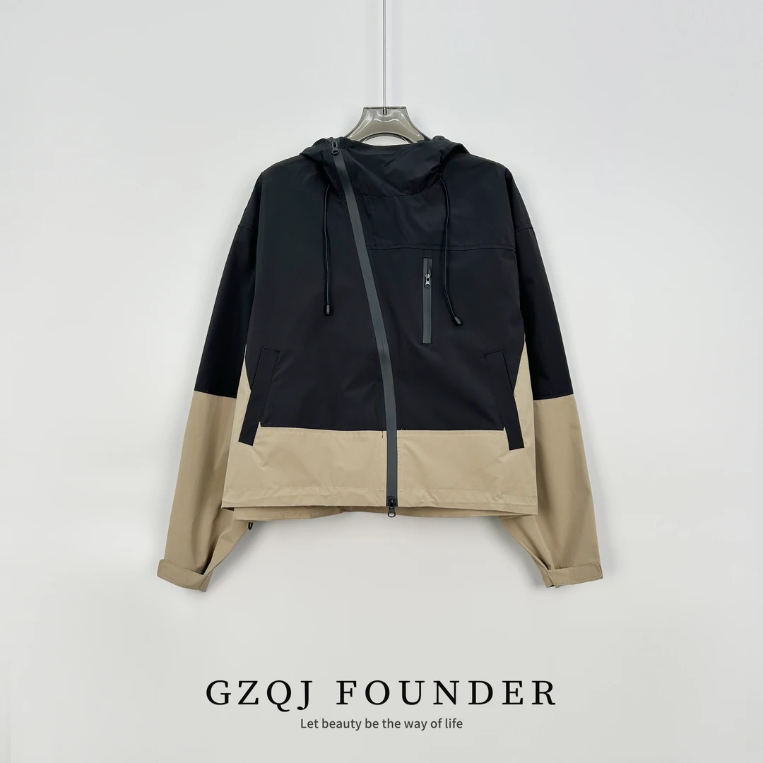 老琴私服【理-想-国】春季户外休闲拼接撞色冲锋衣外套 63090连帽