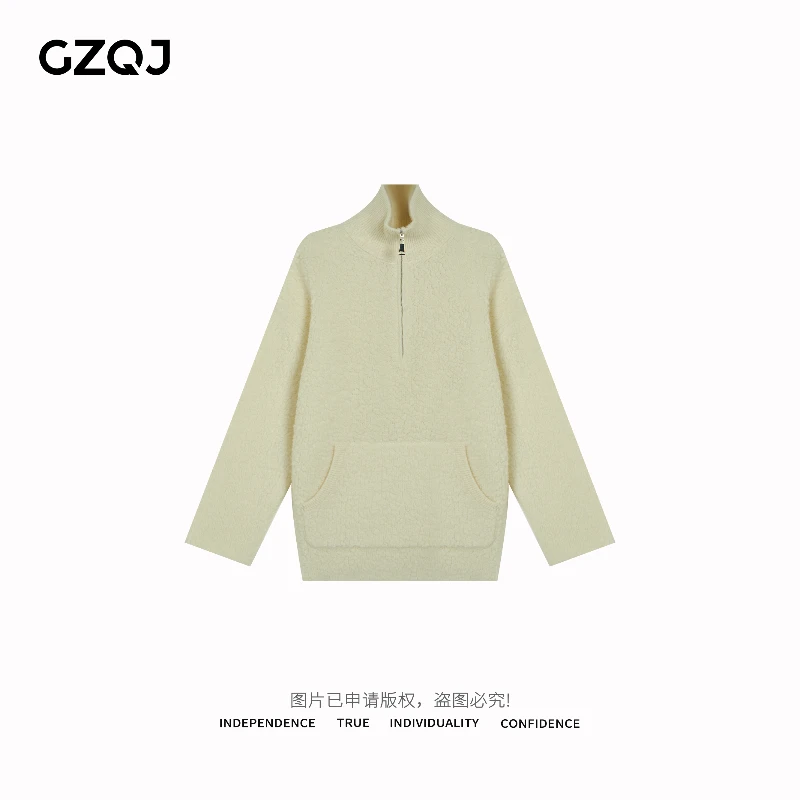 老琴私服【慵懒调调】100绵羊毛半拉链套头毛衣女冬季上衣34685