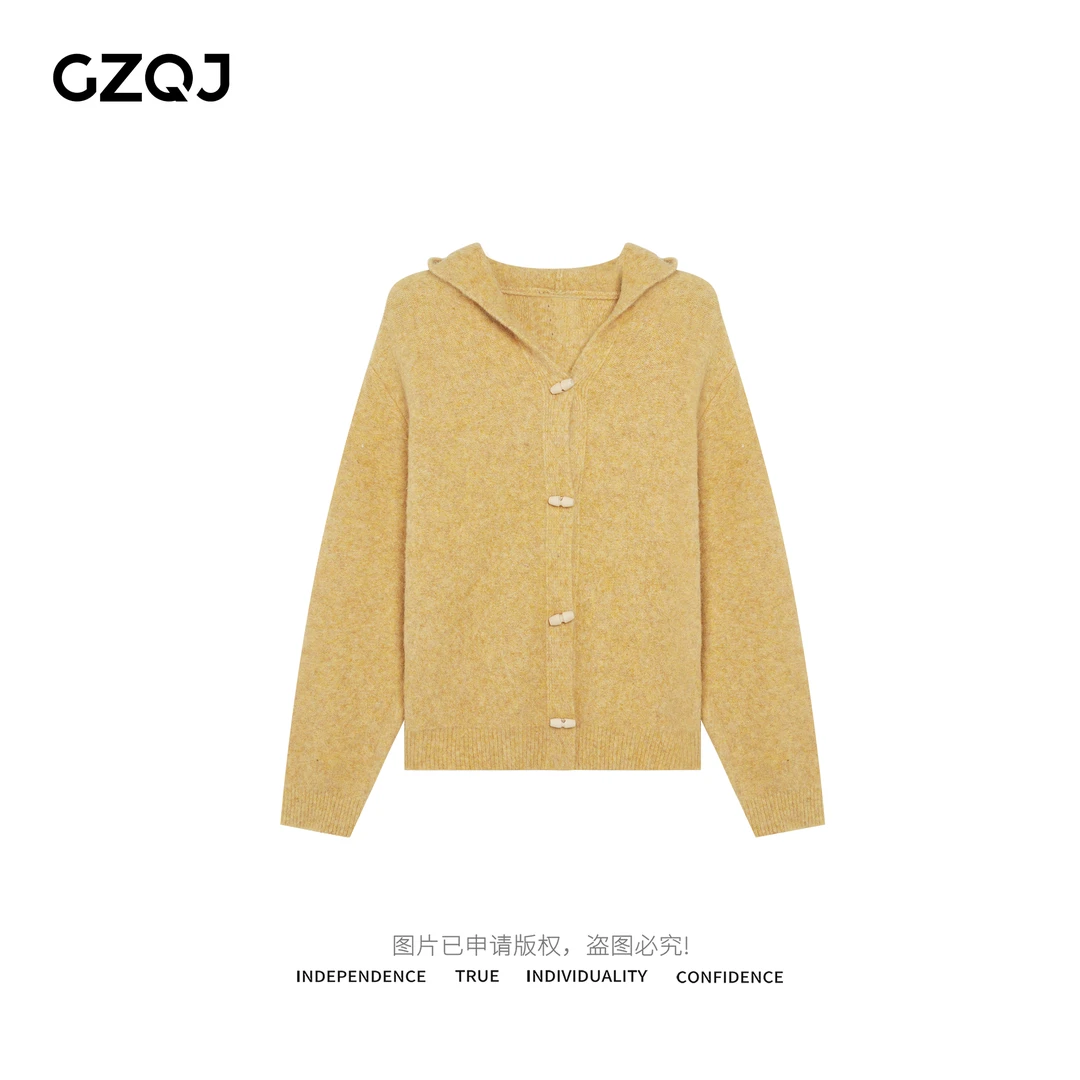 老琴私服 【击中你心】时尚长袖针织开衫连帽毛衣外套女冬34264