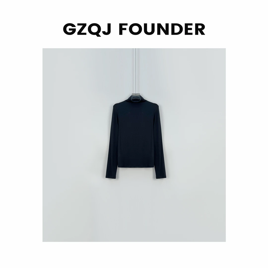 GZQJ 【红酒微香】高质感长袖修身天-丝羊-毛打底衫T恤 4541