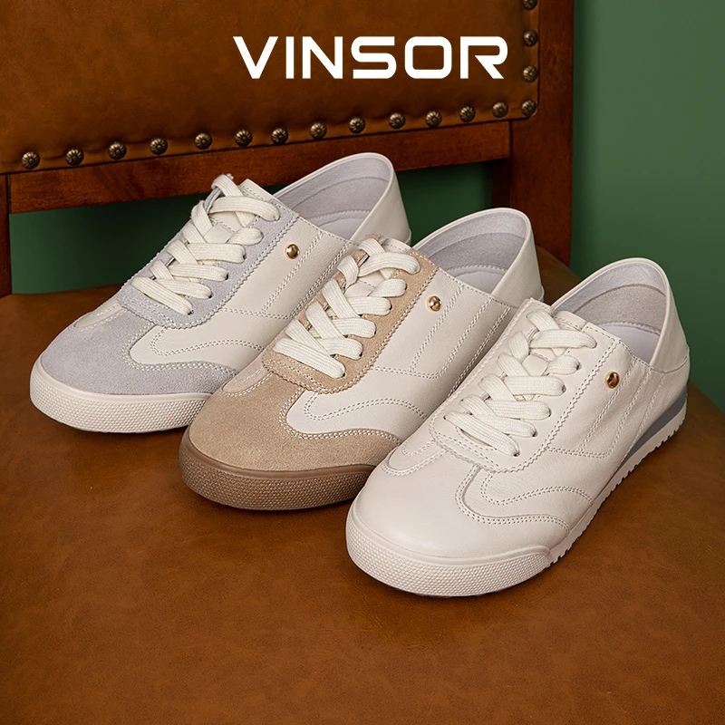 温莎2024秋季运动休闲德训鞋小白鞋简约百搭女鞋V4C012B112