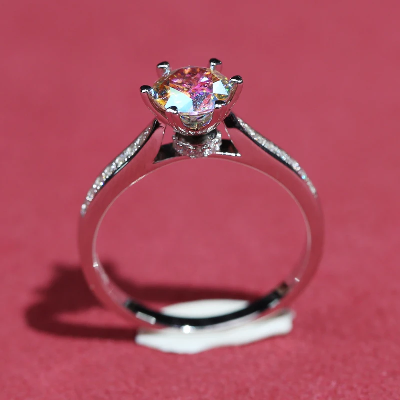 经典时来运转1卡七彩白八心戒指b471