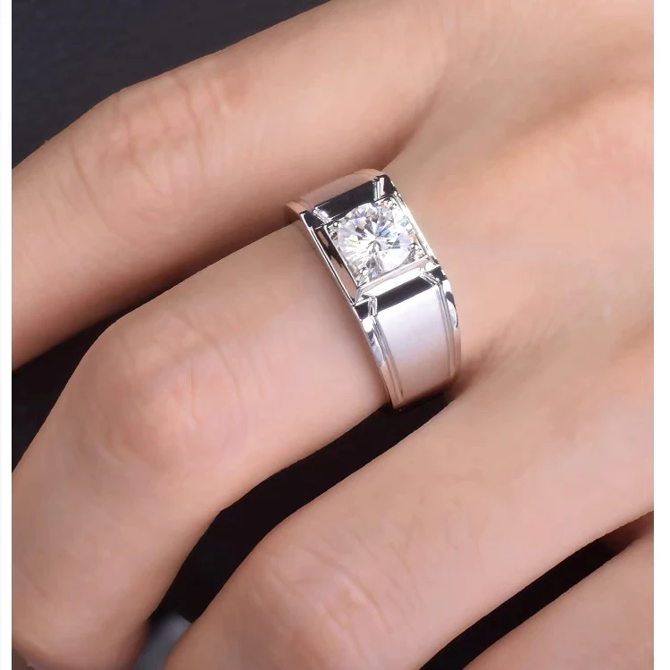 磨砂抛光1卡简约男戒b417