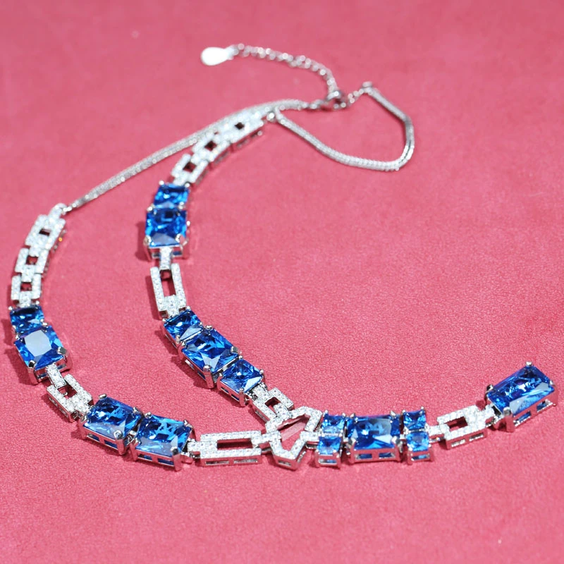 优雅气质蓝色宝石镶嵌项链x250