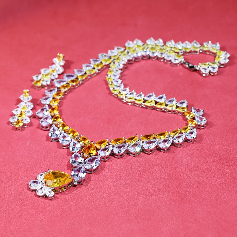 满镶气质黄色水滴宝石项链c115