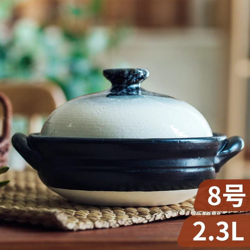 【樱花国 •万古烧】太树雪花妆8号日本进口土锅砂锅2.3L汤锅炖锅