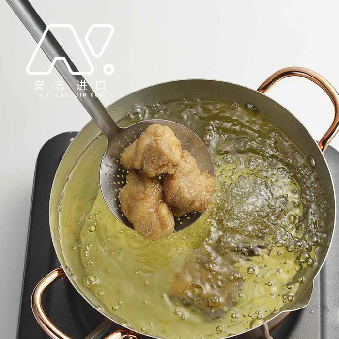 日本进口下村不锈钢漏勺厨房漏网勺厨房家用过滤勺沥水沥油网