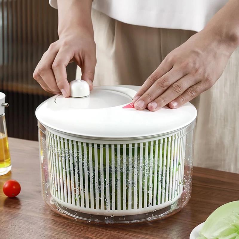 日本制进口蔬菜脱水器手摇水果沙拉甩干机大容量双层沥水洗菜盆