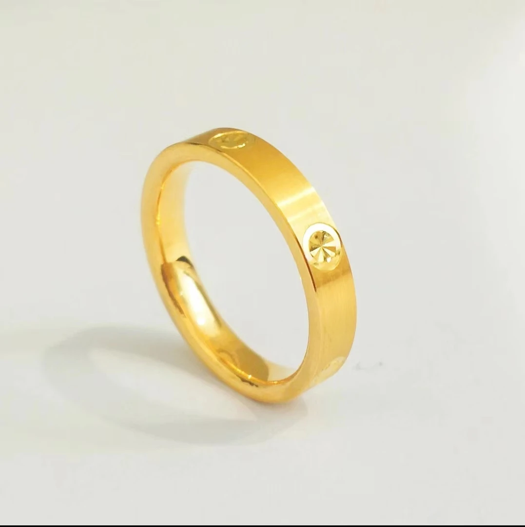 足金999卡家戒指时尚情侣女款女士简约结婚经典对戒精美拉丝环戒