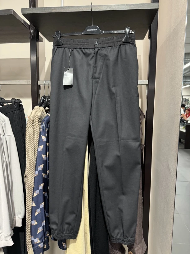 阿玛尼 Emporio Armani 黑色拉链休闲裤