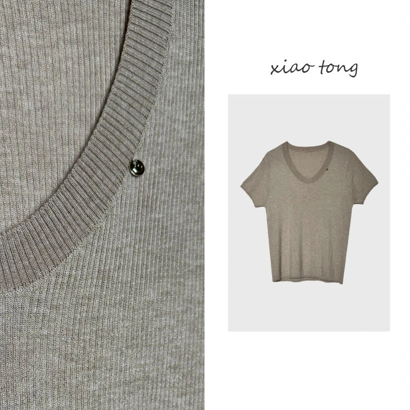 短袖纯色毛针织衫时尚百搭