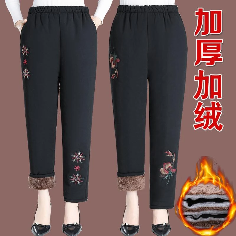 2024新款中老年女裤冬装宽松大码奶奶加绒加特厚棉裤妈妈裤子保暖