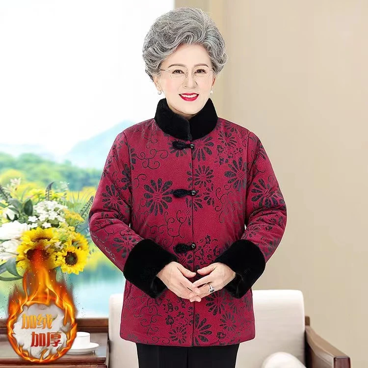 奶奶冬装棉衣加绒加厚老年人棉服女装外套婆婆老太太老人保暖棉袄
