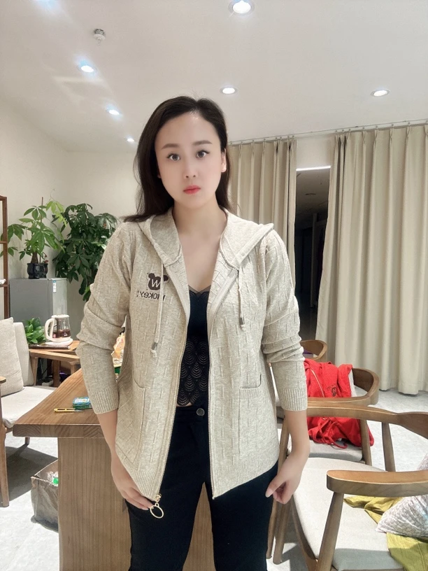 【尚品胖小妞】【连帽针织开衫】2024百搭时尚秋装新款针织开衫