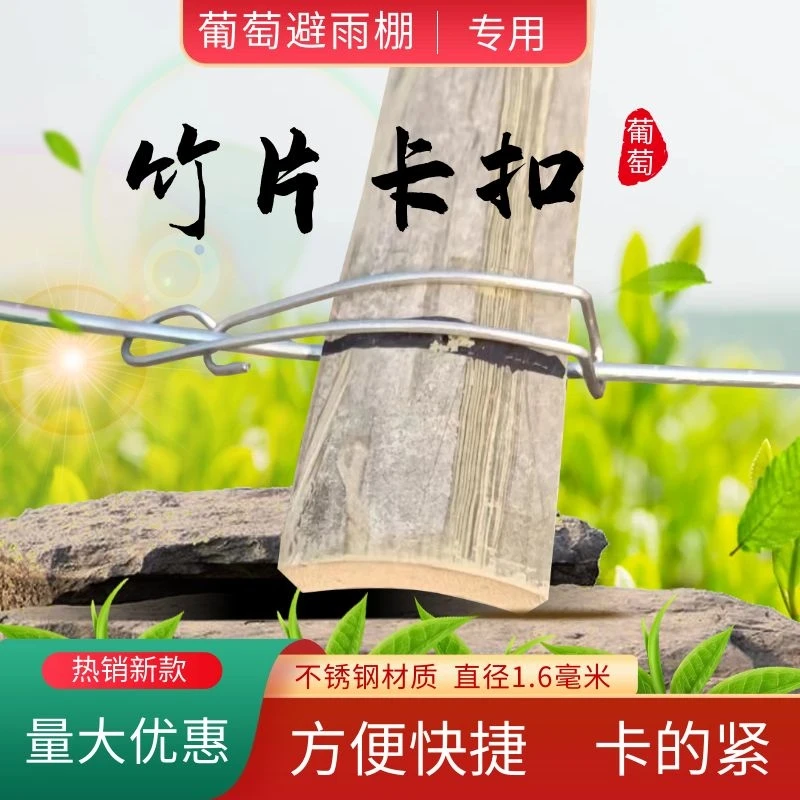 葡萄避雨棚竹片钢丝卡扣配件大棚竹片卡扣不锈钢竹片固定器压膜夹