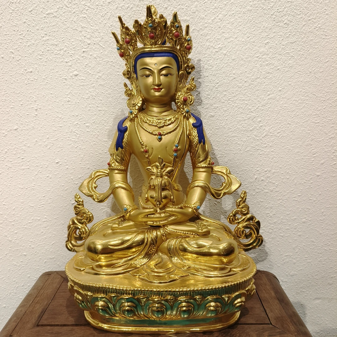 台湾贴金工艺品家用摆件长寿fo尼泊尔手工制作33cm