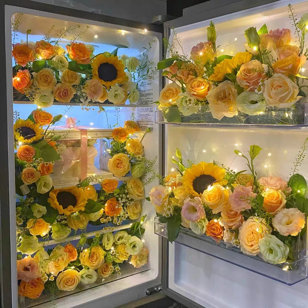 冰箱花束鲜花全国鲜花速递同城惊喜创意玫瑰花求婚周年送女友花店