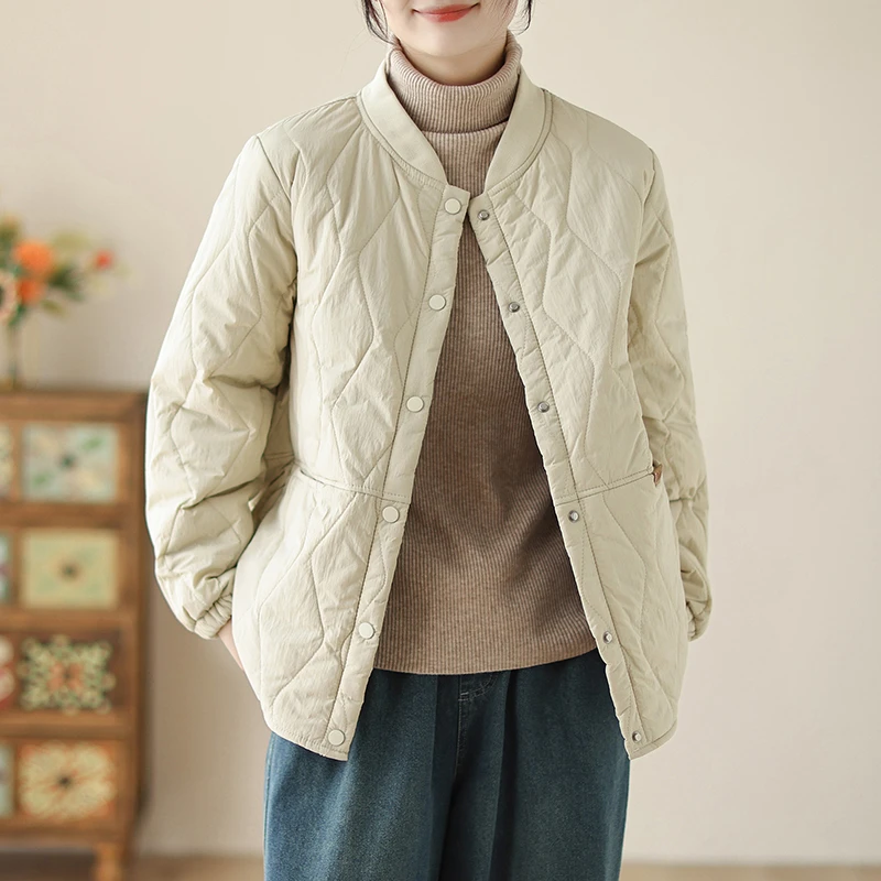 复古韩版保暖棉衣外套女士冬装新款宽松大码棉服休闲轻薄衬衫棉袄
