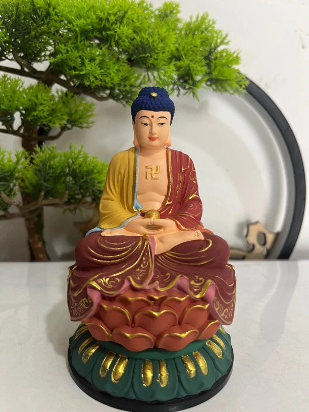 小叶黄杨木如来 彩绘如来 实木如来木雕工艺品摆件13