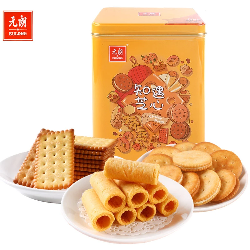 EULONG/元朗天禧芝心820g铁罐什锦小圆饼蛋卷年货送礼走亲戚礼品