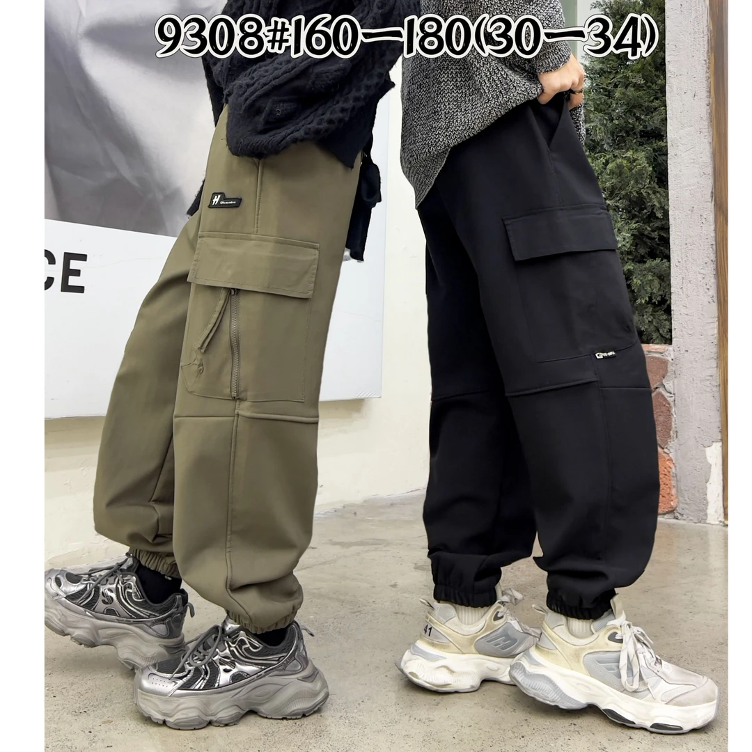 男女童秋冬加绒裤子儿童户外防风工装裤百搭潮酷青少年9308