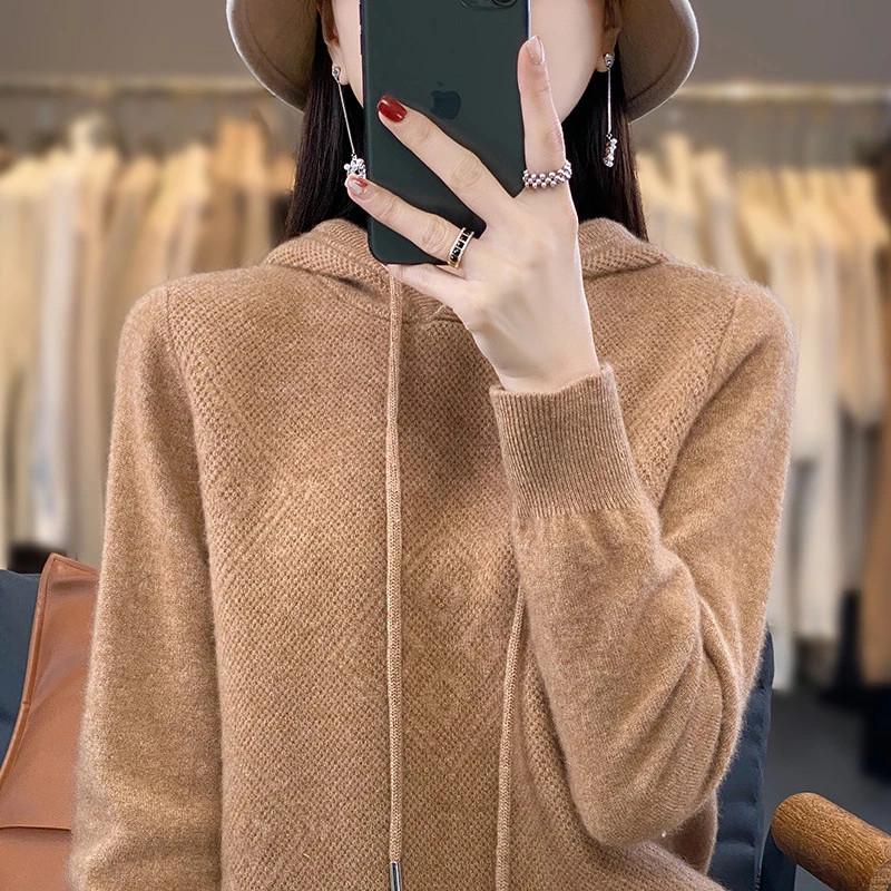 连帽针织卫衣显瘦百搭打底帽衫宽松洋气外套上衣爆款休闲带帽毛衣