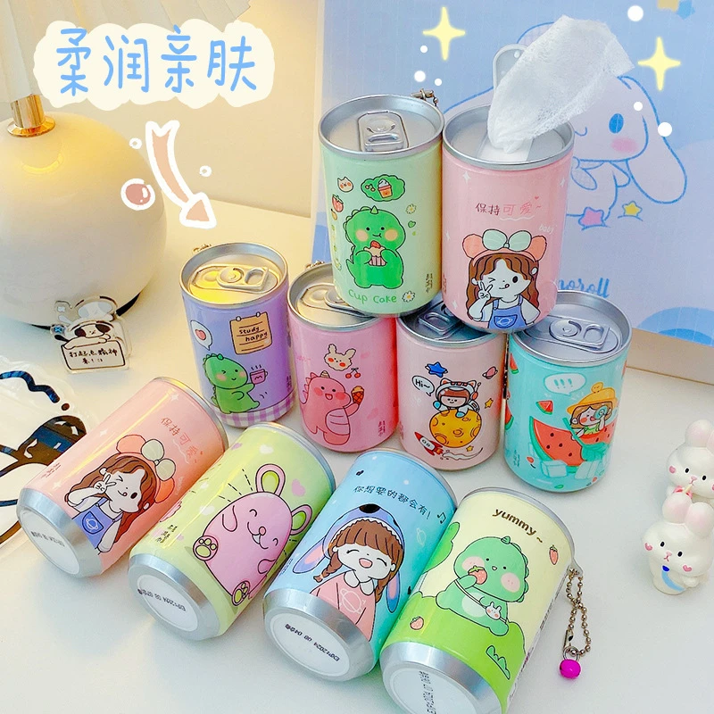 创意30片桶装湿巾罐装便携厨房车用清洁旅行钥匙链婴儿可爱湿纸巾